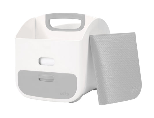 Portable Baby Diaper Organizer Station & Folding Changing Mat to Aid Adults in Diapering, Gray