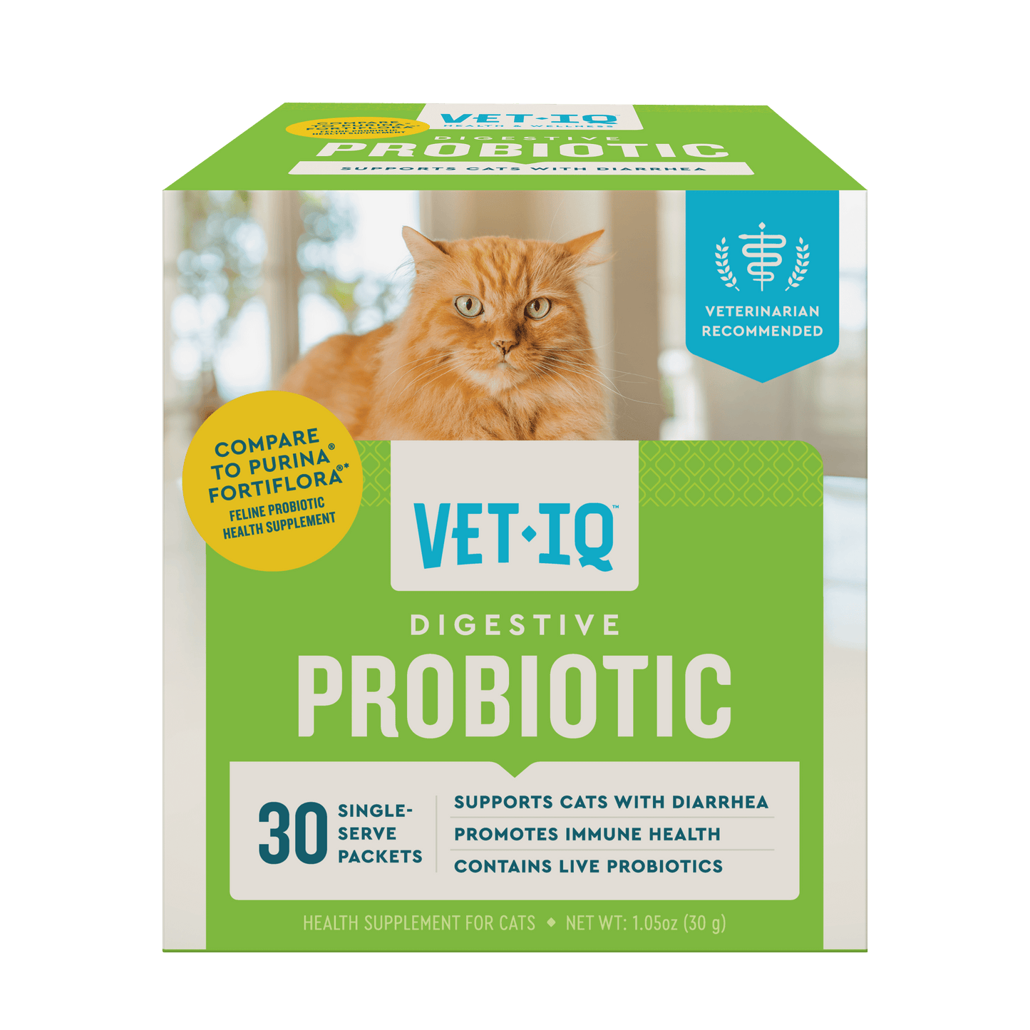 Probiotic Cat Powder Supplement for Digestive Health, 30 Packets