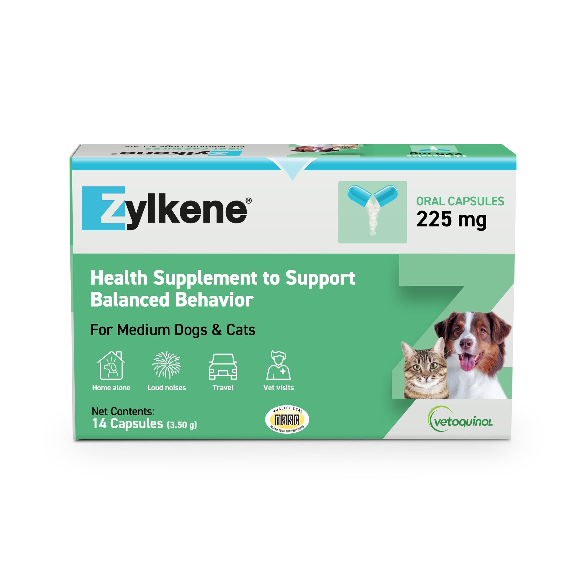Zylkene Calming Behavior Support Supplement, Helps Promote Relaxation and Reduce External Stress Factors, Daily Behavioral Support and Anxiety Relief, Dog or Cat, 65Lbs+, 450Mg, 30Ct