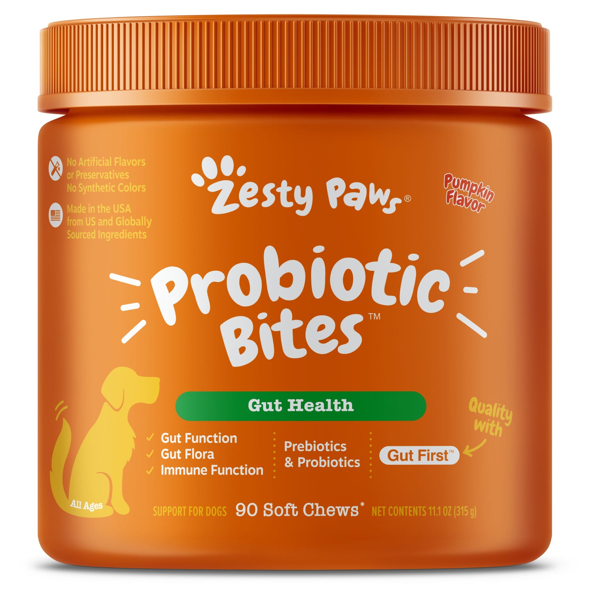 (3 Pack)  Probiotic Bites for Dogs, Pumpkin Flavor, 60 Count