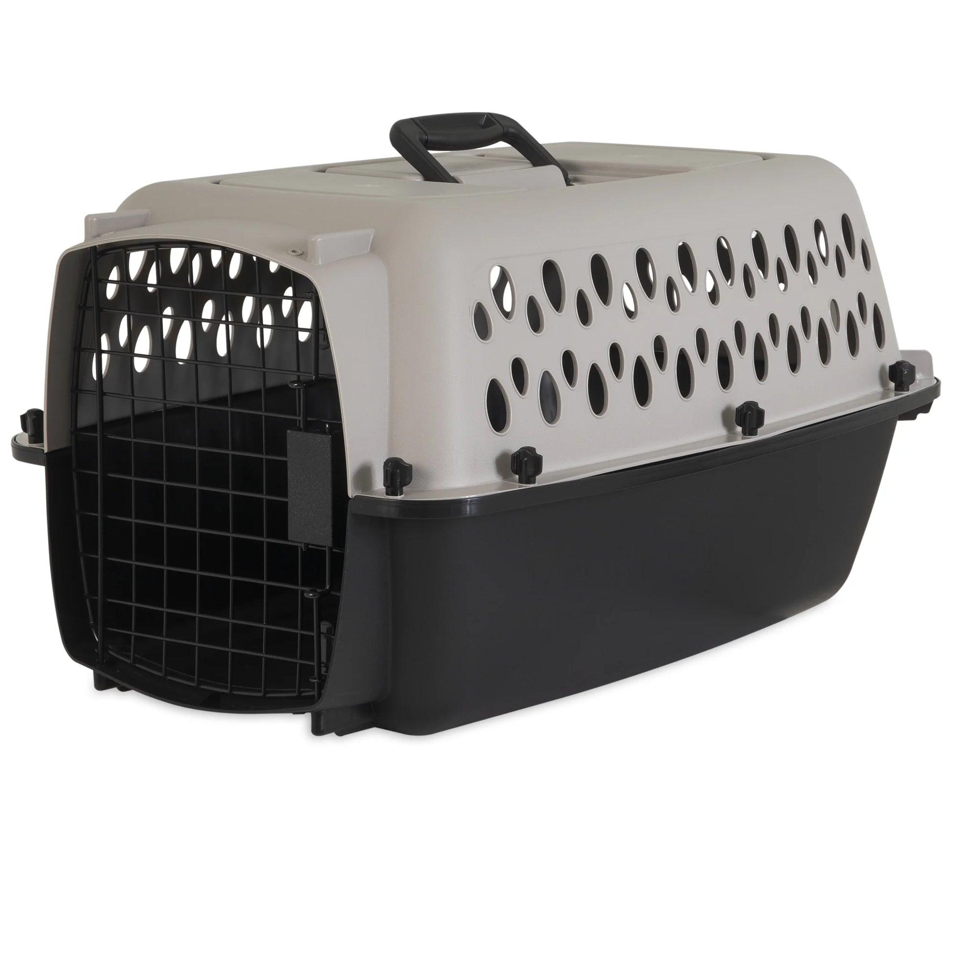 (4 Pack)  Pet Portable Kennel for Dogs, Hard-Sided Travel Carrier, Durable, Metal Door, Black & Grey, for Pets up to 15 Lbs, 23" L X 15.2" W X 11.8" H