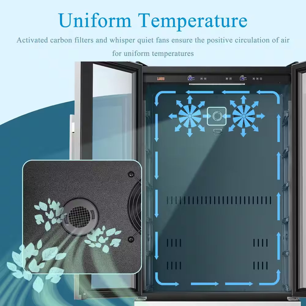 32 In. Dual Zone 168-Wine Bottles and 300-Cans Double French Doors Beverage and Wine Cooler in Seamless Stainless Steel