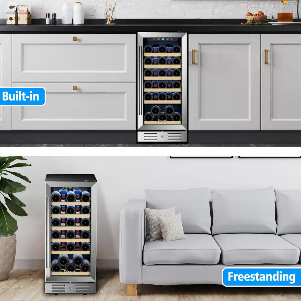 15 In. Built-In 30-Bottle Single Zone Wine Cooler Compressor