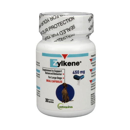 Zylkene Calming Behavior Support Supplement, Helps Promote Relaxation and Reduce External Stress Factors, Daily Behavioral Support and Anxiety Relief, Dog or Cat, 65Lbs+, 450Mg, 30Ct