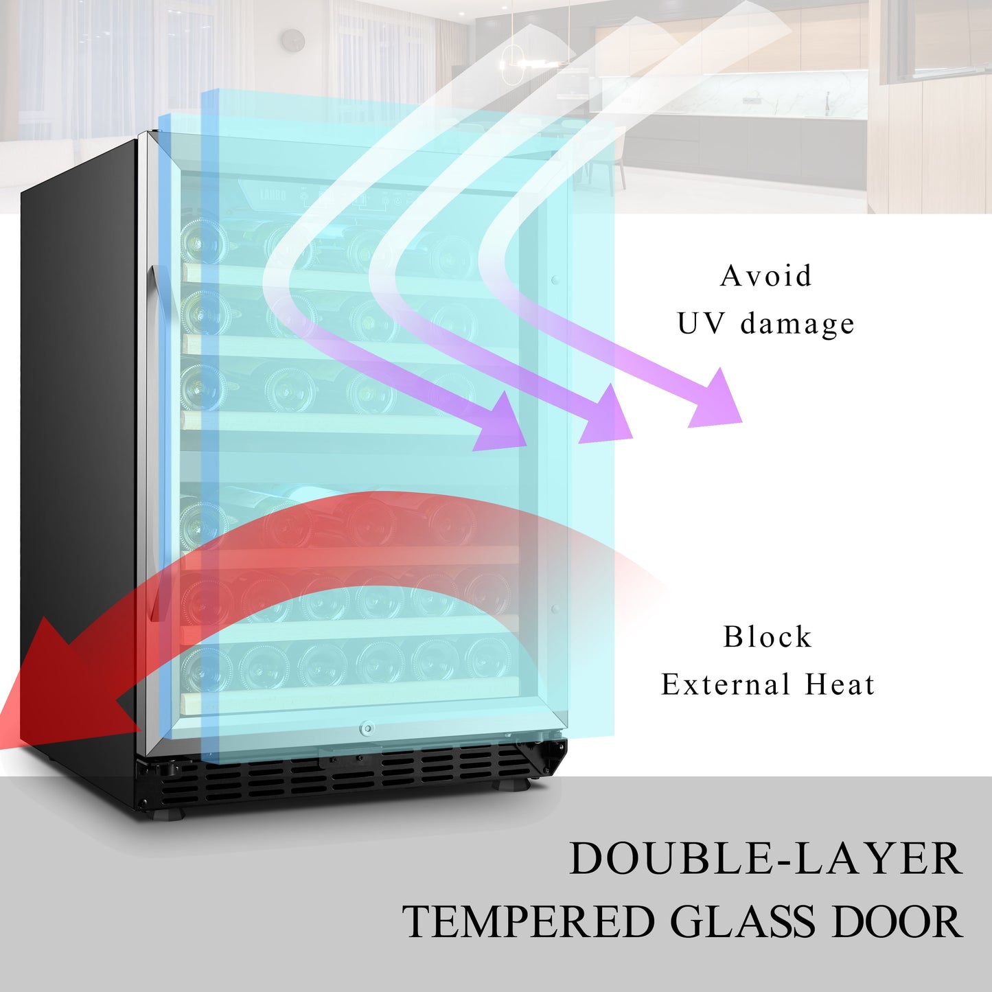 24 Inch Width 44 Bottle Built-In Compressor Dual Zone Wine Cooler