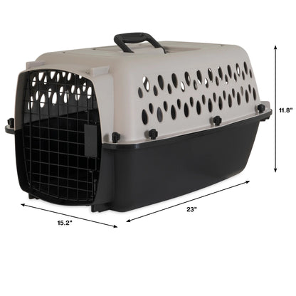 (4 Pack)  Pet Portable Kennel for Dogs, Hard-Sided Travel Carrier, Durable, Metal Door, Black & Grey, for Pets up to 15 Lbs, 23" L X 15.2" W X 11.8" H