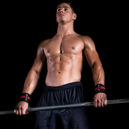 Weightlifting Wrist Wraps Adjustable Pair with Thumb Loops, Red or Yellow, Wrist Strap Support for Strength Training, Bodybuilding, Crossfit