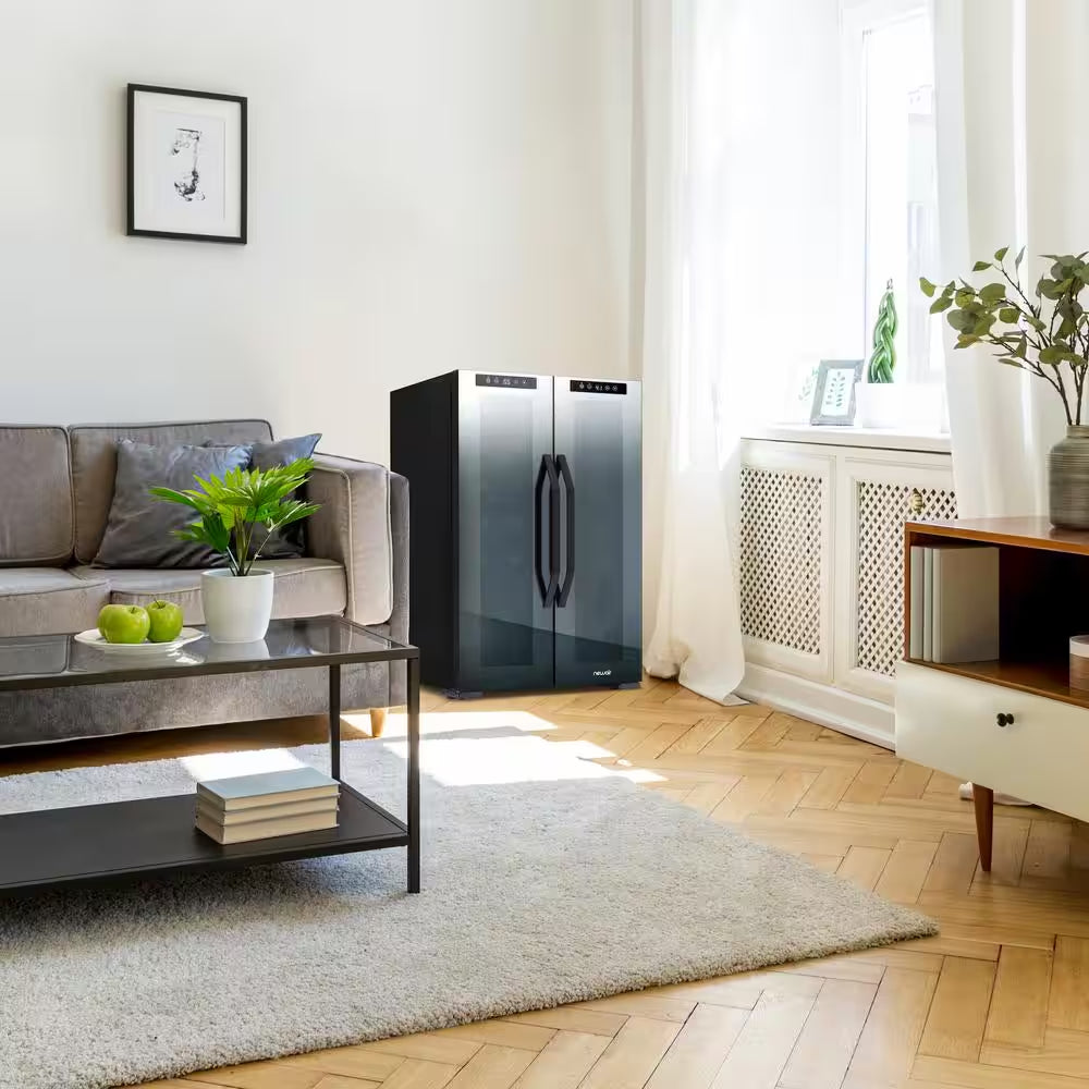 Shadow 20 In. Dual Zone Wine Cooler Refrigerator 12 Bottles & 39 Cans, Mirrored Wine and Beverage Fridge