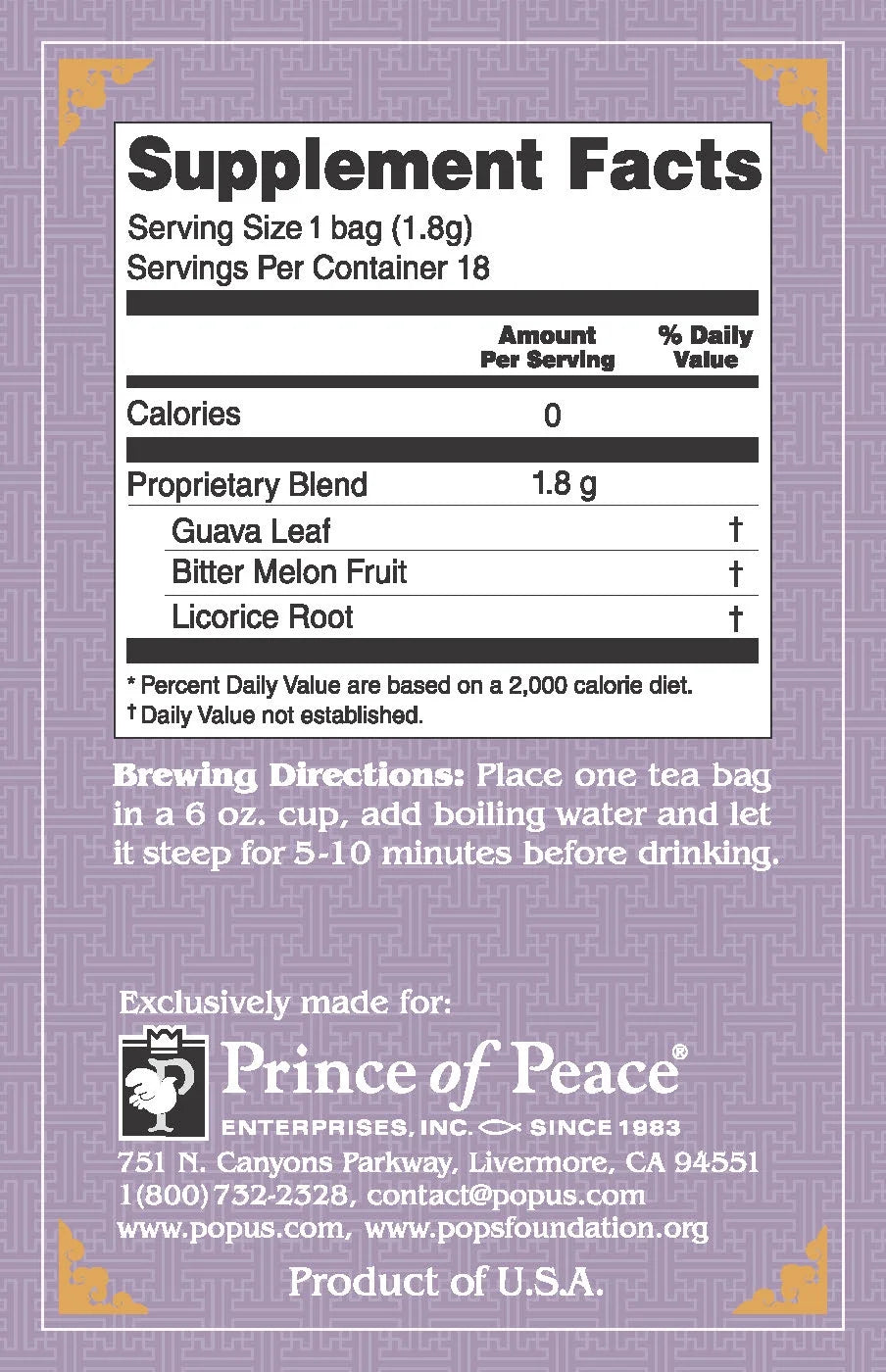 (2 Pack)  Blood Sugar Herbal Tea, 18 Count Box, All Natural, Caffeine Free, Dietary Supplement