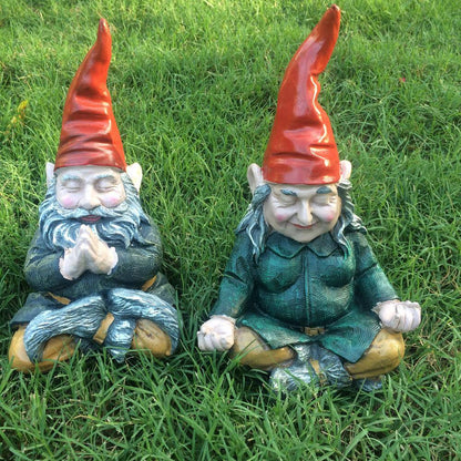 11 In. ZEN Mordecai and ZEN Zelda the Meditating Yoga Gnomes Statues (2 Pieces per Set)