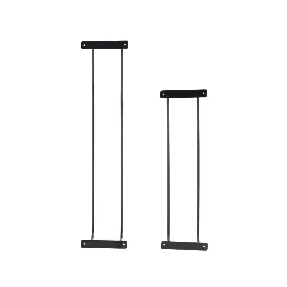 Tidus 6.75 In. Wall Mounted Metal Towel Bar in Black (Set of 2)
