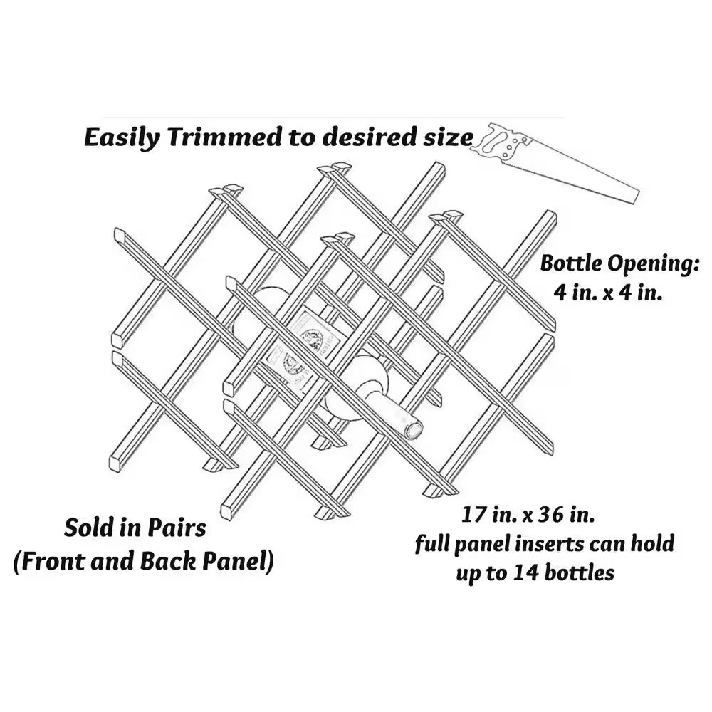 14-Bottle Trimmable Wine Rack Lattice Panel Inserts in Unfinished Solid North American Alder