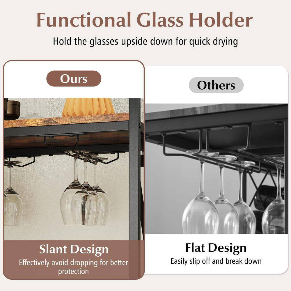 21-Bottle Rustic Brown Metal Floor Wine Rack