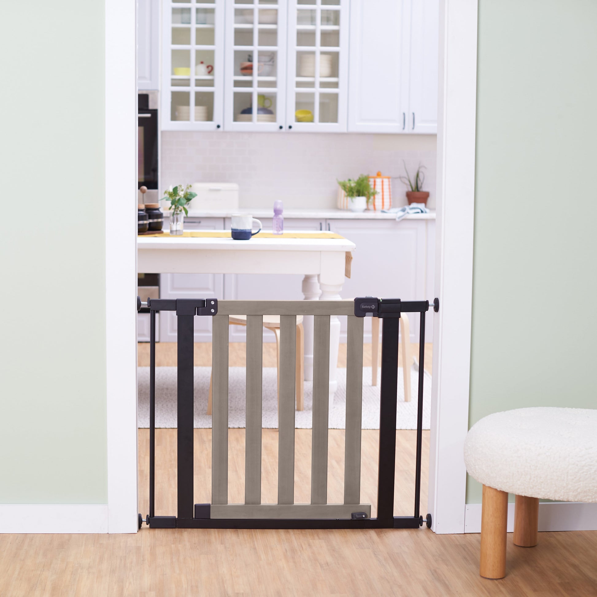 (2 Pack)  Wood-And-Metal Flat Slat Gate, Grey