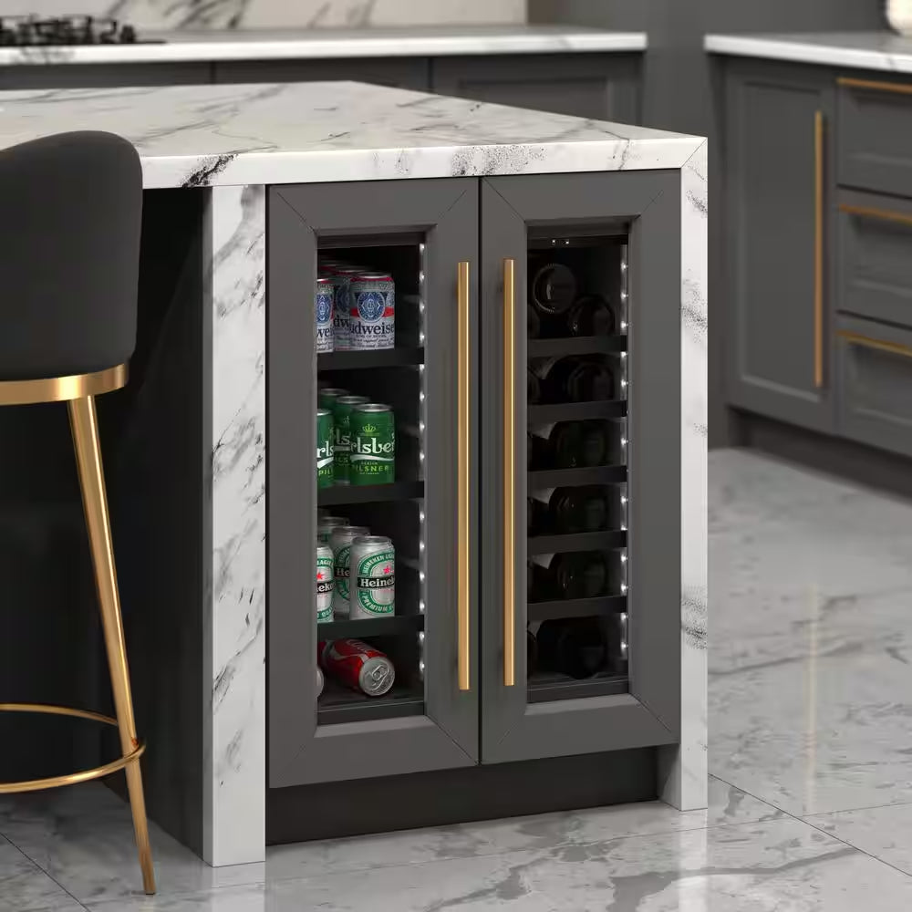 Reserve 24 In. Dual Zone 20-Wine Bottles and 51-Cans Beverage and Wine Cooler in Black