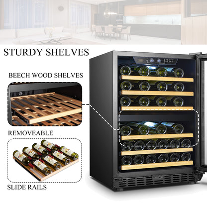 24 Inch Width 44 Bottle Built-In Compressor Dual Zone Wine Cooler