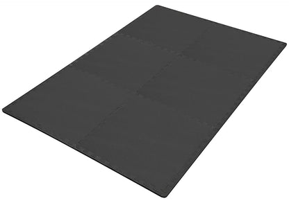 1/2 In. Thick Flooring Puzzle Exercise Mat with High Quality EVA Foam Interlocking Tiles, 6 Piece, 24 Sq Ft. Black