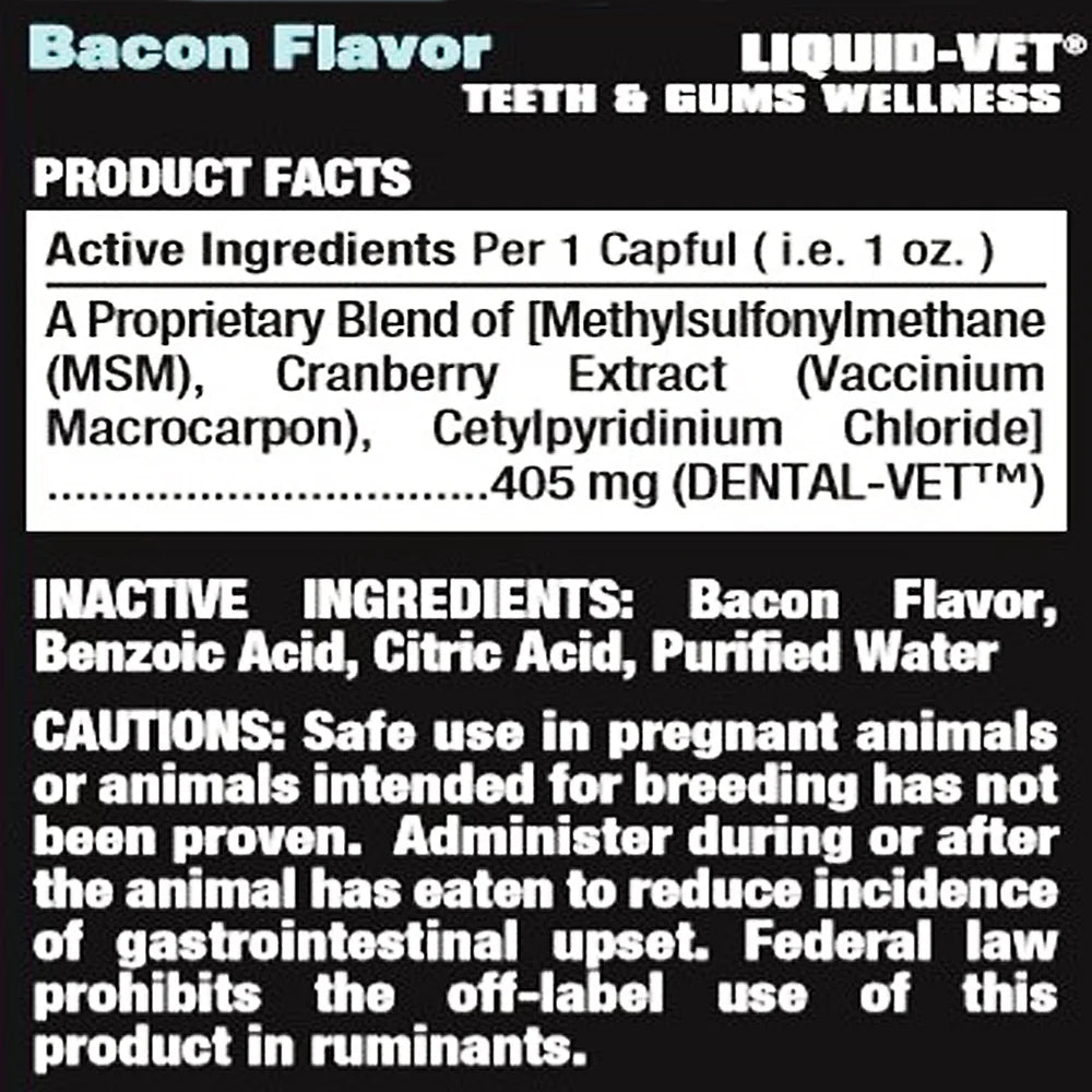 Teeth Gums Tartar Breath Oral Dental Health Supplement for Dogs, Bacon, 16 Oz.