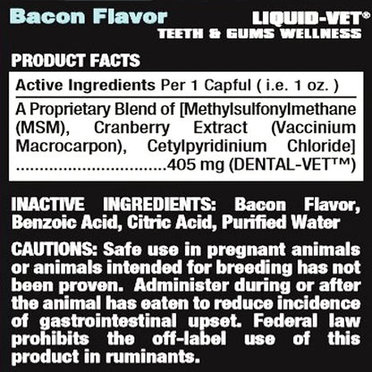 Teeth Gums Tartar Breath Oral Dental Health Supplement for Dogs, Bacon, 16 Oz.