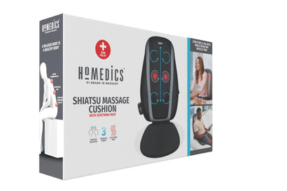 Shiatsu Massage Cushion with Soothing Heat, Deep-Kneading Massage, 3 Massage Zones, Soothing Heat, Relax Overworked Muscles, Release Tension, Reduce Back Pain