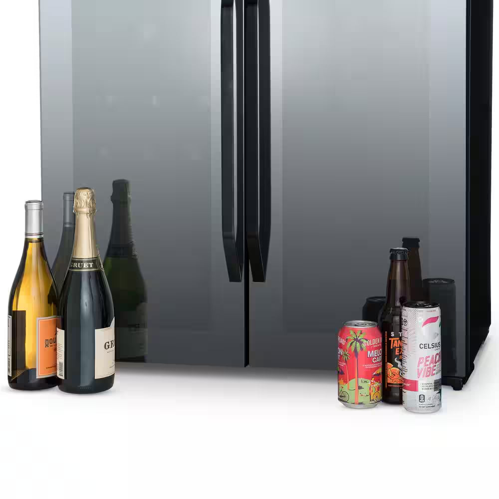 Shadow Series 28 In. Dual Zone 18 Wine Bottles and 59 Cans Beverage & Wine Cooler Fridge in Black with Mirrored Glass