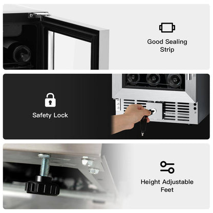 15 In. 30-Bottle 115 Can Wine Beverage Cooler Refrigerator Freestanding Built-In Fridge