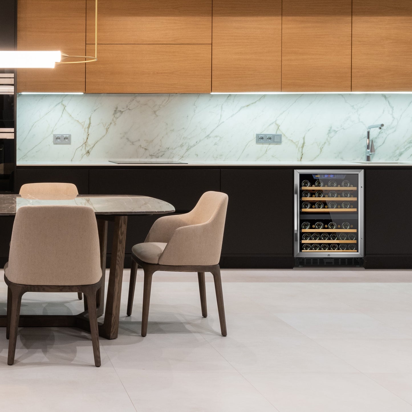 24 Inch Width 44 Bottle Built-In Compressor Dual Zone Wine Cooler