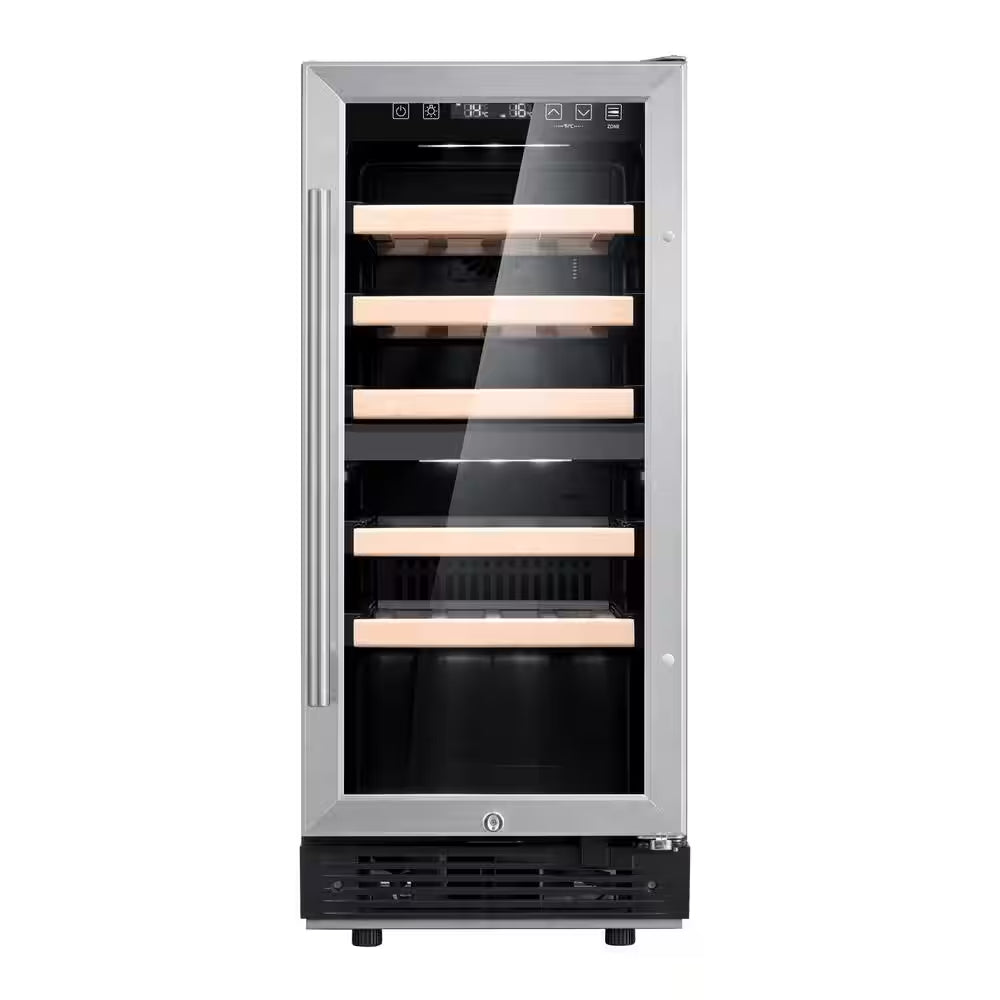 15 In. W 27-Bottle Dual Zone Wine Cooler in Stainless Steel