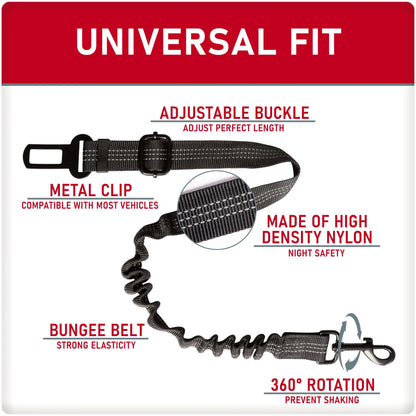 (3 Pack)  Adjustable Pet Seat Belt, Black, Material - Nylon, Harness Type - Direct to Seatbelt Swivel Tether.