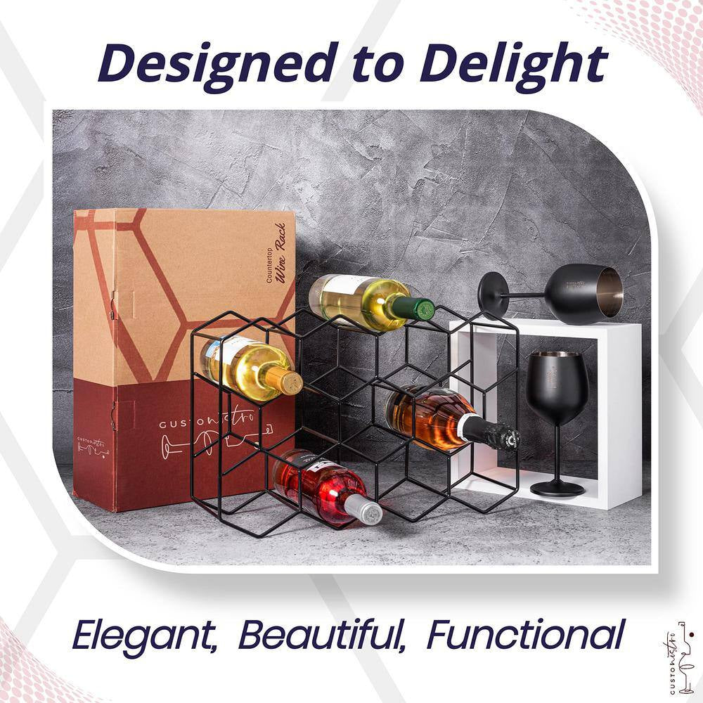 3-Tier 14-Bottle Black Wine Rack