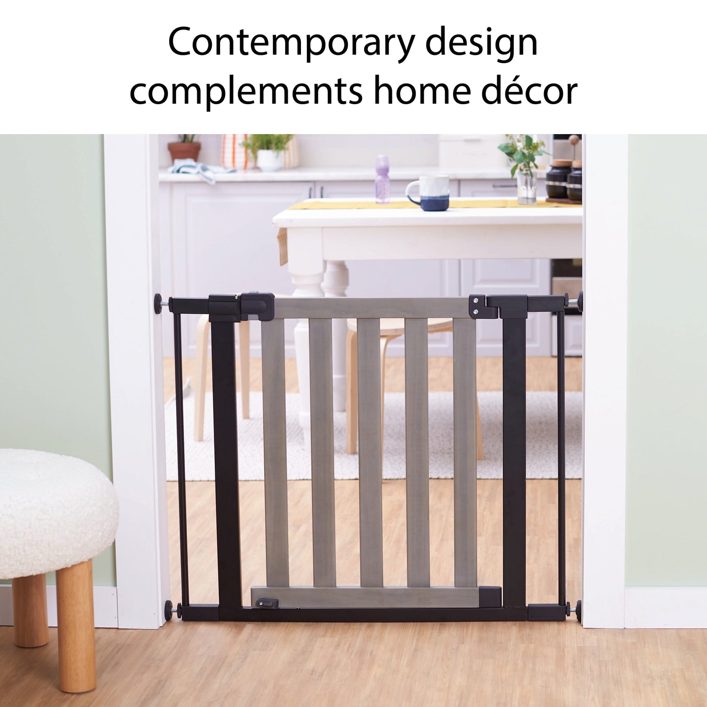 (2 Pack)  Wood-And-Metal Flat Slat Gate, Grey