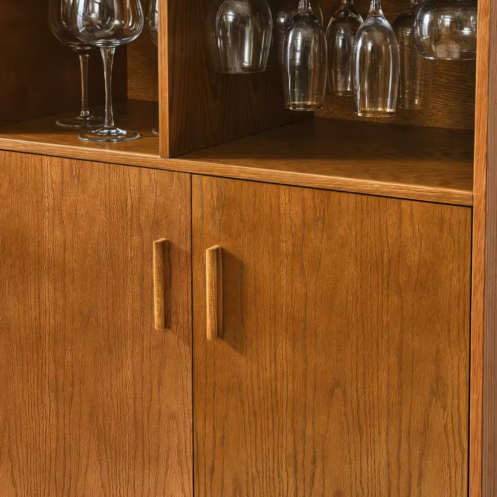 31.5" Liquor Cabinet with Wine Glass Holder and Wine Rack and Adjustable Shelf Wine Cabinet Kitchen Coffee Bar Cabinet