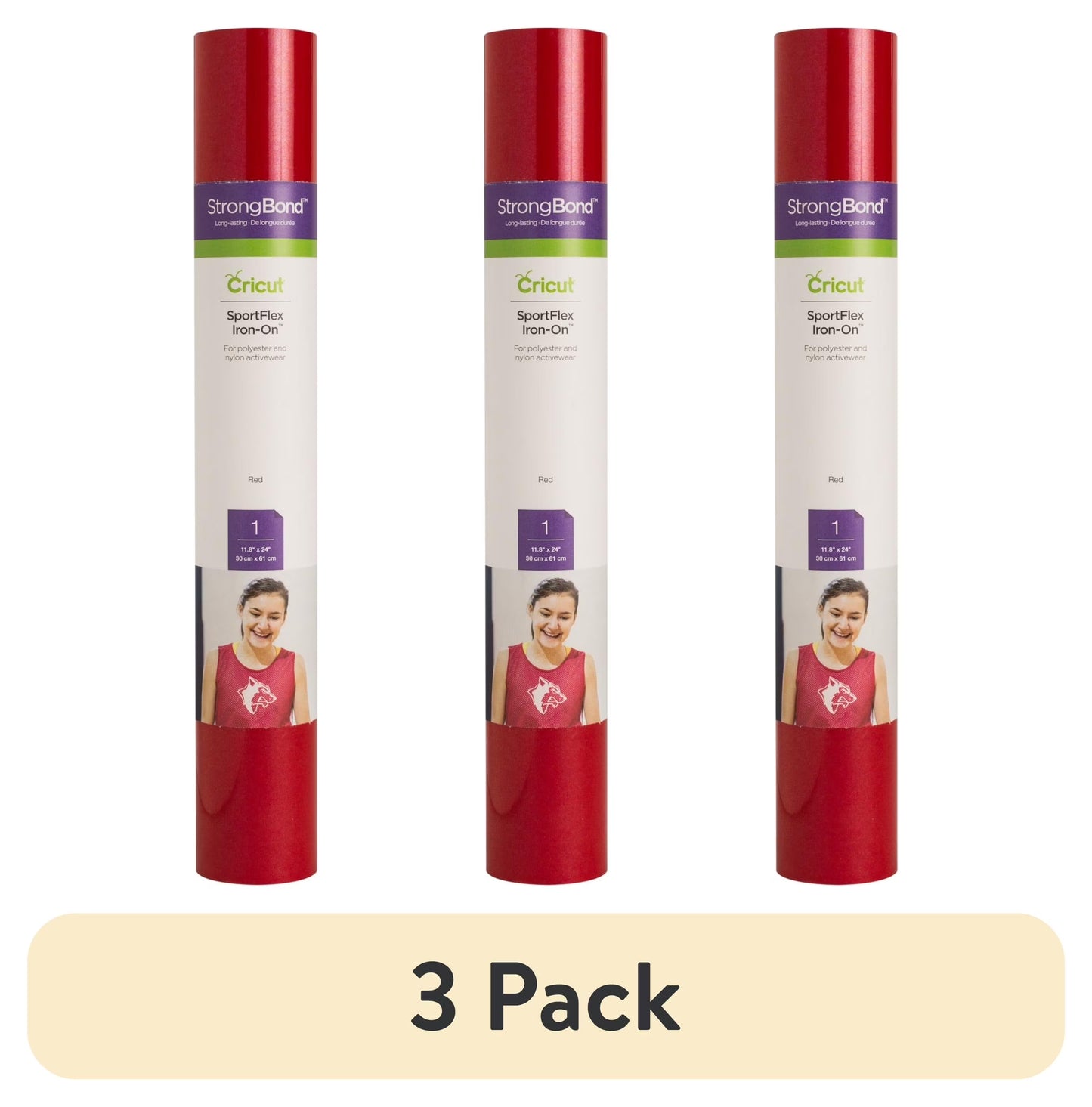 (3 Pack)  Sportflex Iron-On Vinyl, Black, 11.8" X 24"