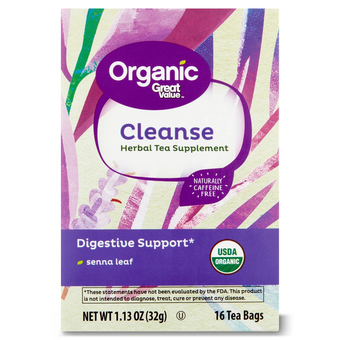 (4 Pack)  Organic Cleanse Tea Bags, 1.13 Oz, 16 Count