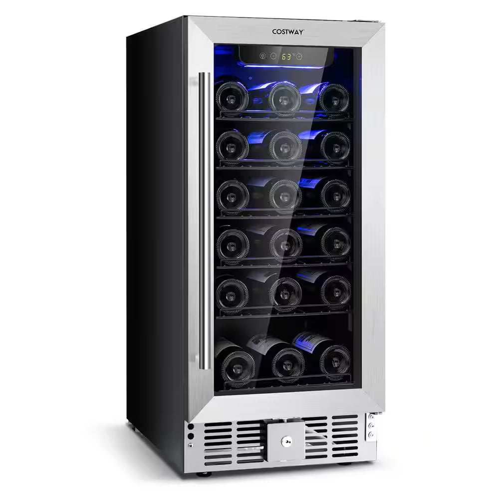 15 In. 30-Bottle 115 Can Wine Beverage Cooler Refrigerator Freestanding Built-In Fridge