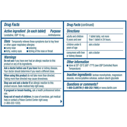 24 Hour Non-Drowsy Allergy Medicine, Loratadine Antihistamine Tablets, 5 Ct