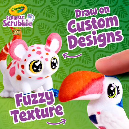 Scribble Scrubbie Pets Safari Treehouse Toy Set, Coloring Gift for Kids, Jungle Arts & Crafts