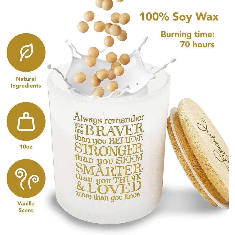 Vanilla Scented Soy Candle with Inpirational Quote in White