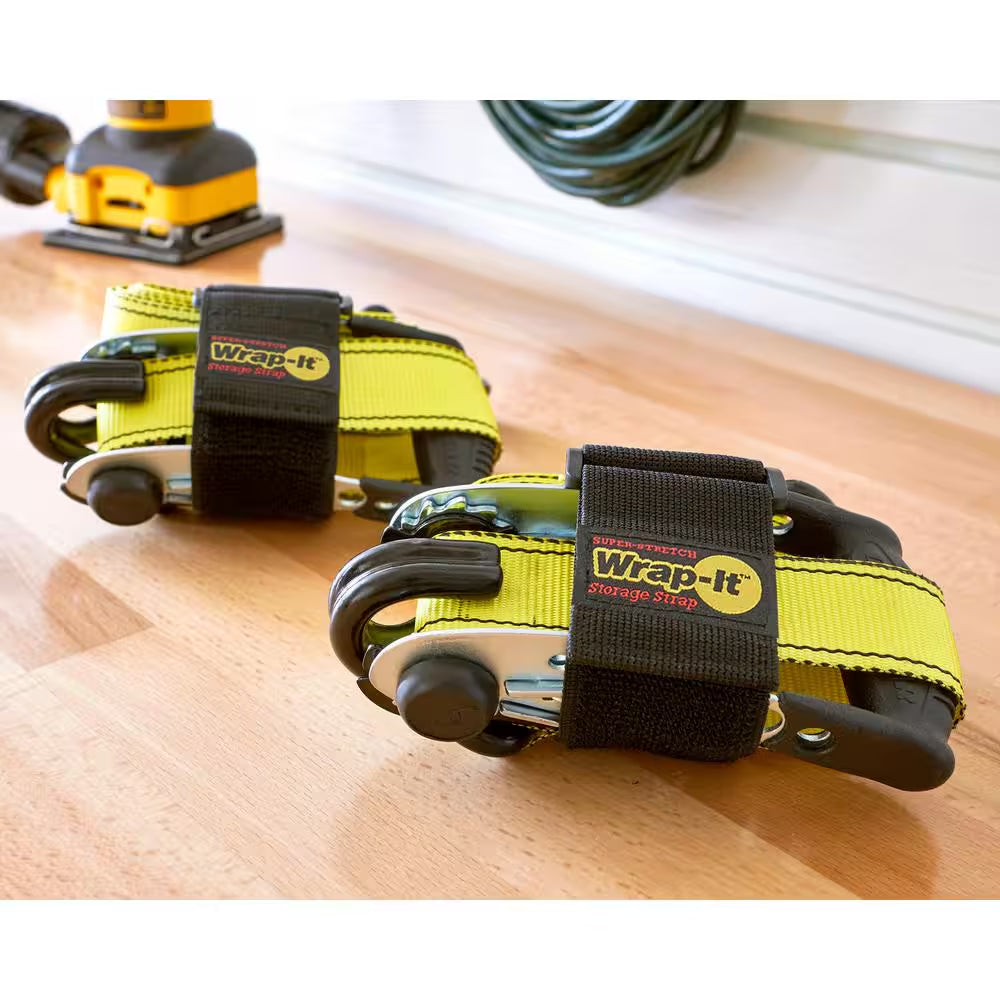 Super-Stretch Storage Strap Elastic All-Purpose Hook and Loop Cinch Strap in Black (Assorted 6-Pack)