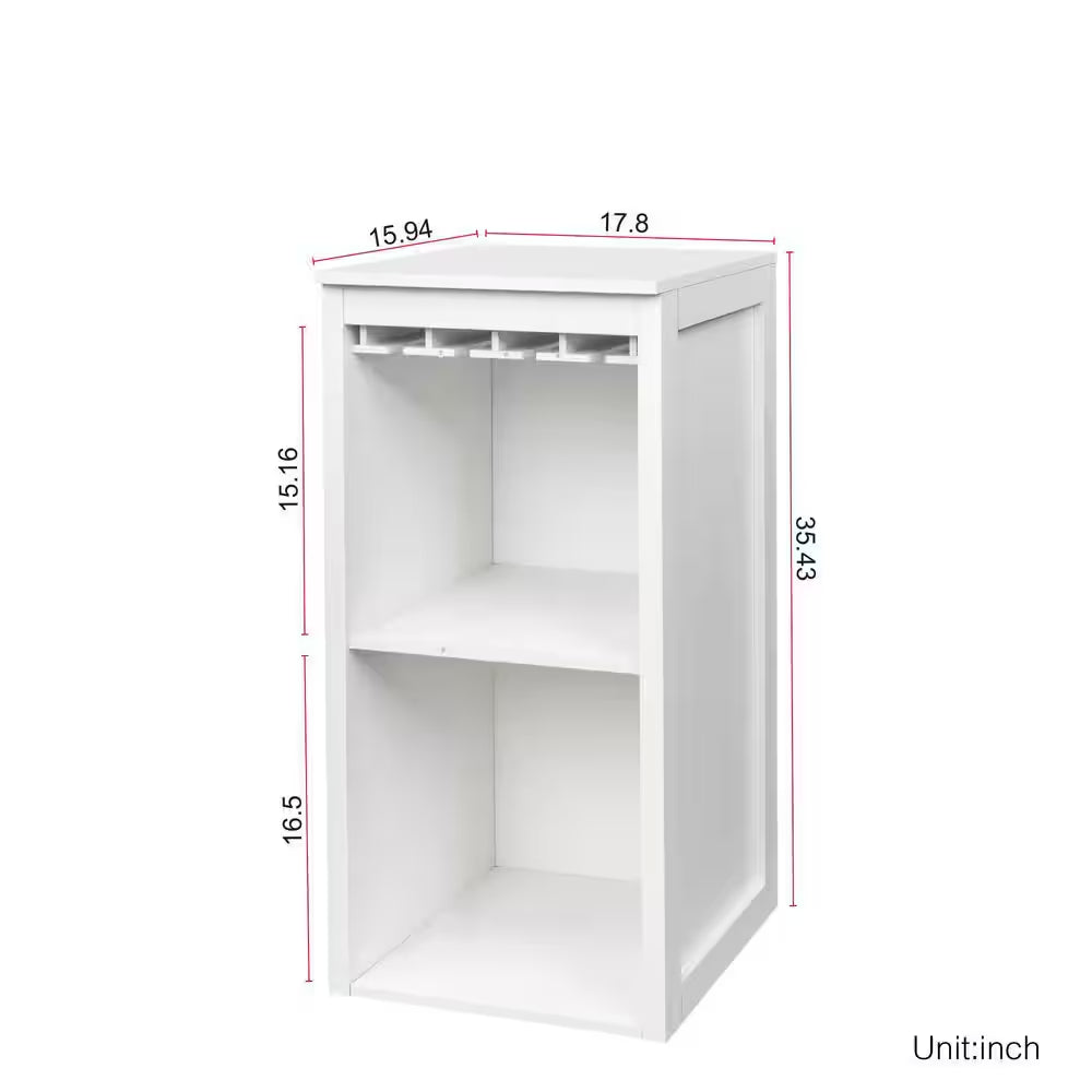 WHITE Color Modular Wine Bar Cabinet with Storage Shelves with Hutch for Dining Room