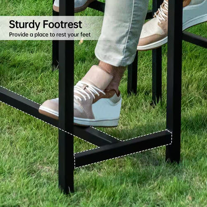 47 In. Outdoor Rectangular Metal Bistro Table Patio Counter Height Bar Table with Wheels