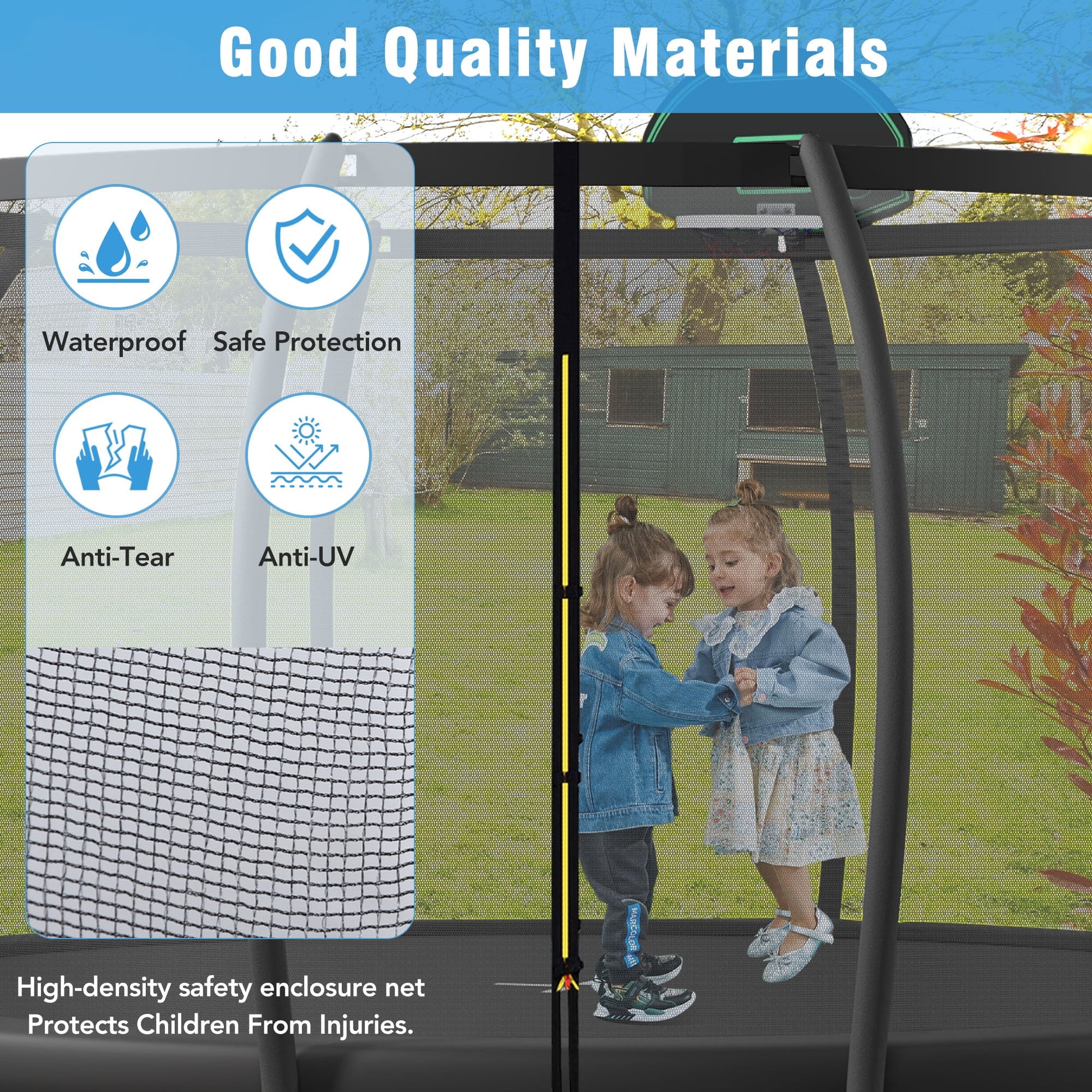 Trampoline 12FT 14FT 15FT 16FT Trampoline for Adults and Kids, 1500Lbs Outdoor round Trampoline with Enclosure Net with Basketball Hoop and Ladder