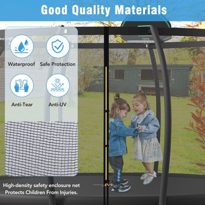 Trampoline 12FT 14FT 15FT 16FT Trampoline for Adults and Kids, 1500Lbs Outdoor round Trampoline with Enclosure Net with Basketball Hoop and Ladder
