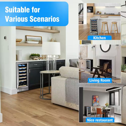 15 In. Built-In 30-Bottle Single Zone Wine Cooler Compressor