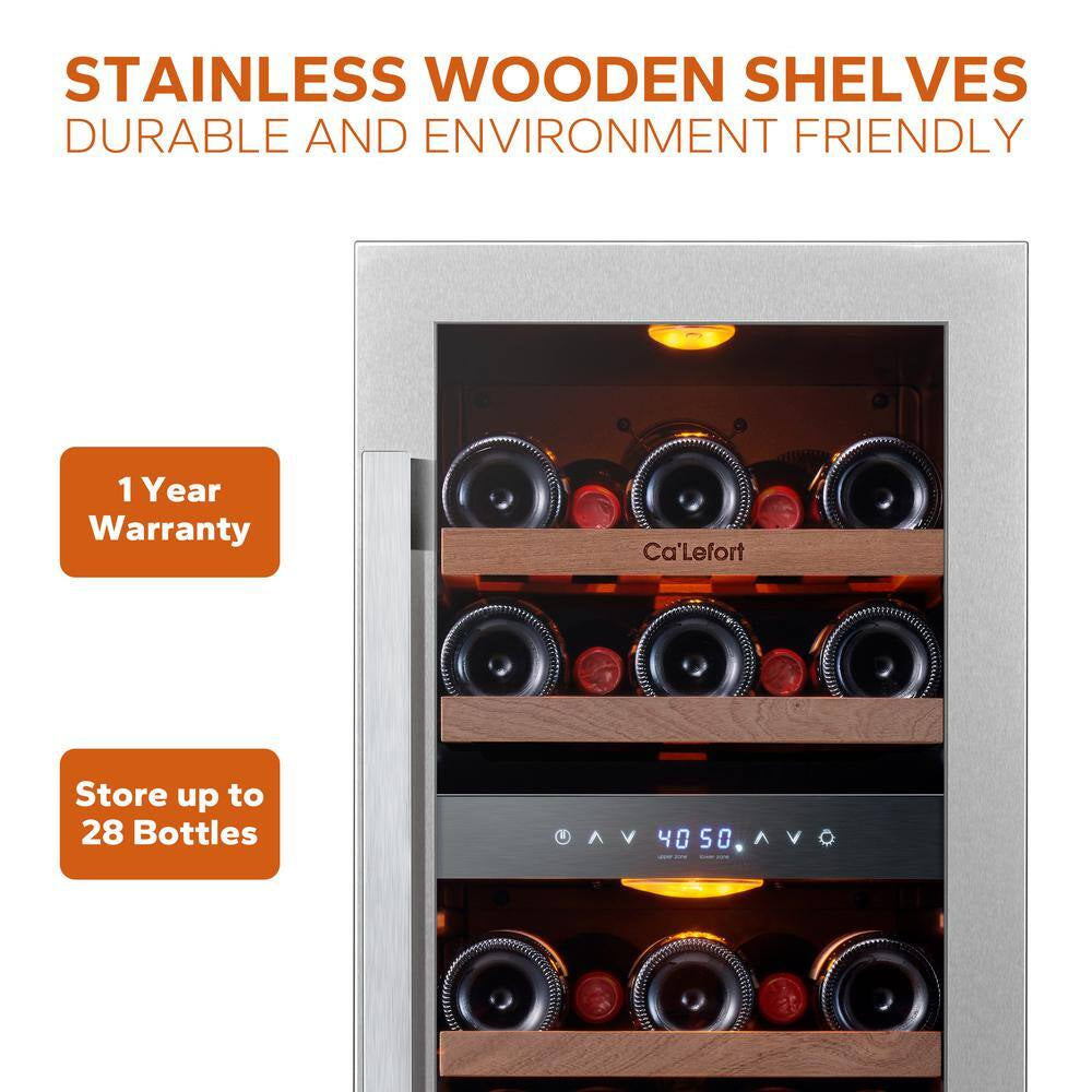 30 In. Quad Zone Cellar Cooling Unit 56-Bottles Built- in Wine Cooler Side-By-Side Refrigerators Frost Free in Black