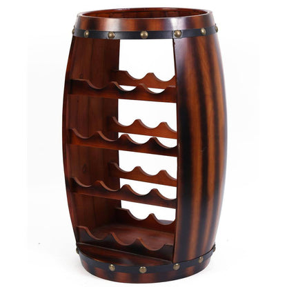 Wooden Barrel Shaped 14-Bottle Wine Rack