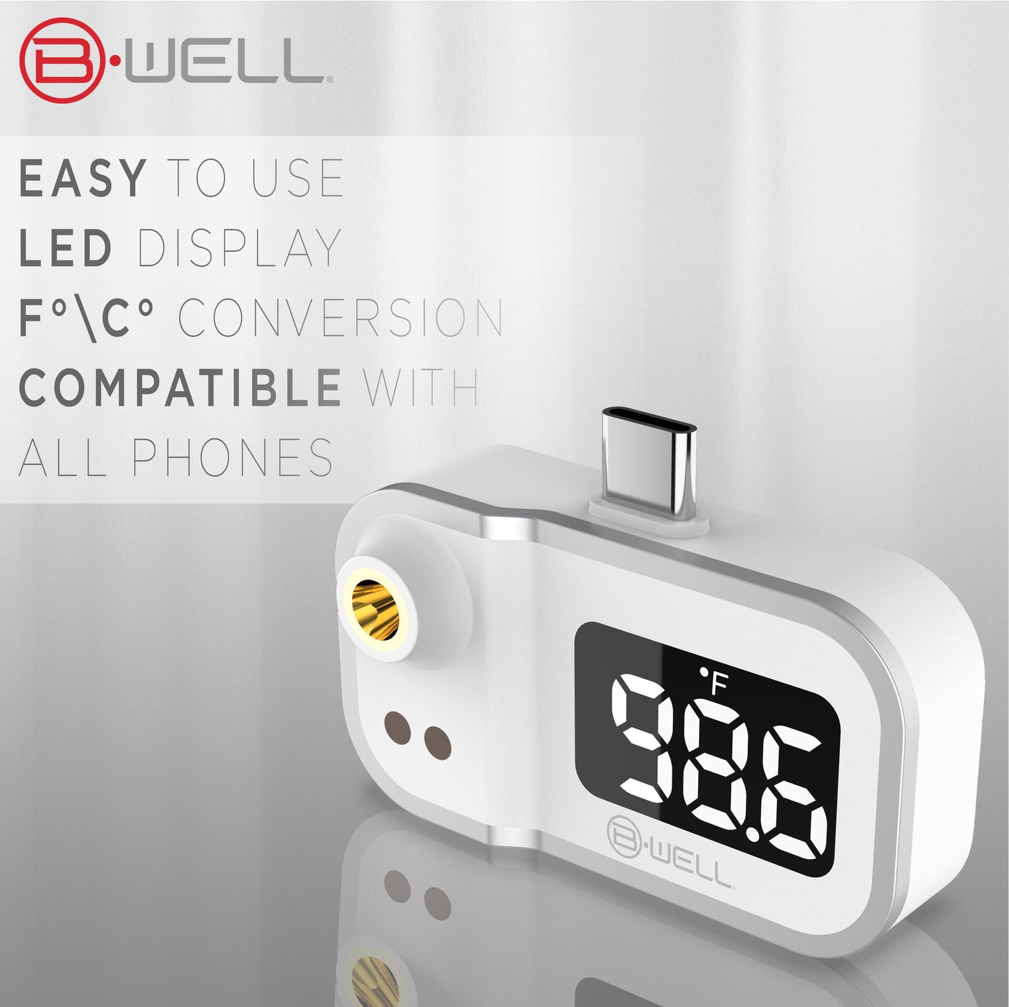 Smartphone Mini Forehead Thermometer – Infrared, Works with All Phones, All Ages