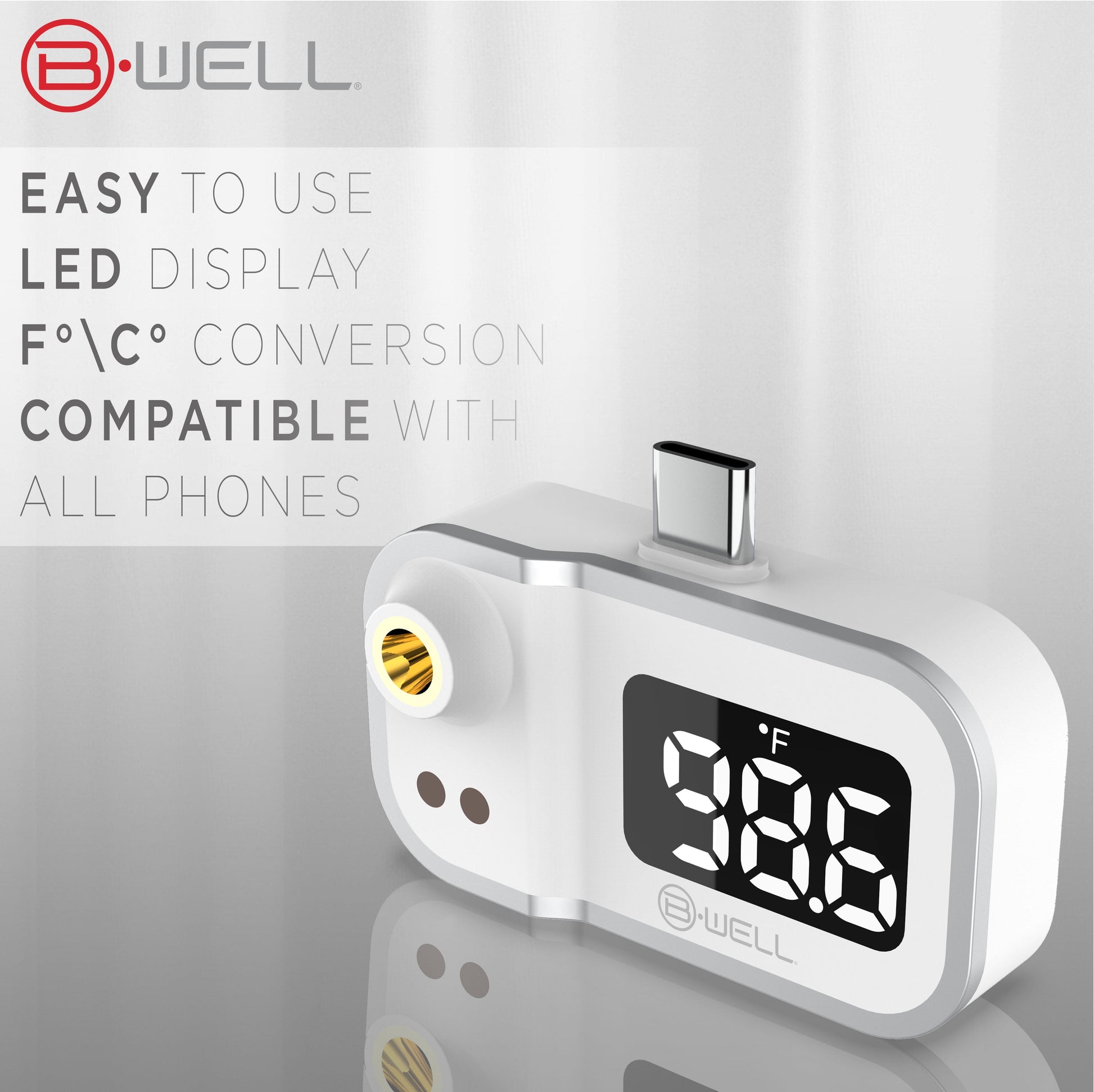 Smartphone Mini Forehead Thermometer – Infrared, Works with All Phones, All Ages