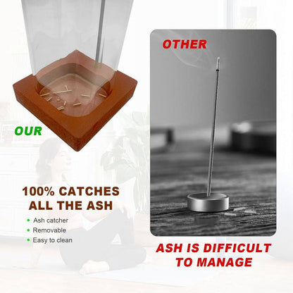 2-Pack Modern Square Incense Holder with Ash Collector for Meditation and Relaxation