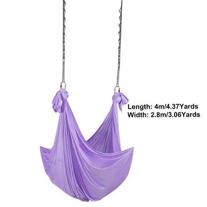 Yoga Swing Aerial Hammock - 4.4 Yard Nylon Hanging Sling for Inversions - Purple